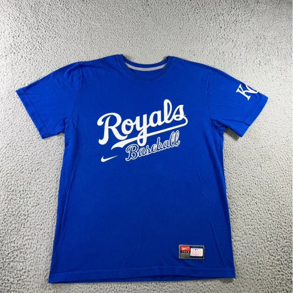 Nike T-Shirt Men L Kansas City Royals Baseball Royal Blue Graphic Tee Sportswear